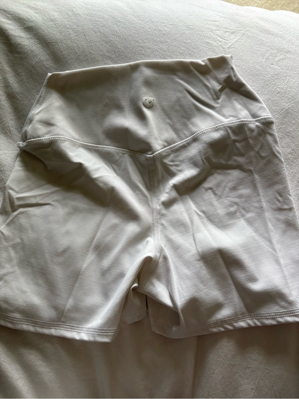Garage White High-Waist Athletic Bike Shorts with Smiley Logo